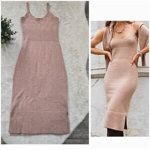Express Dusty Rose Ribbed Sweater Midi-Dress, Size Small